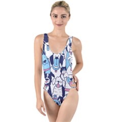 Dogs-seamless-pattern High Leg Strappy Swimsuit by Vaneshart