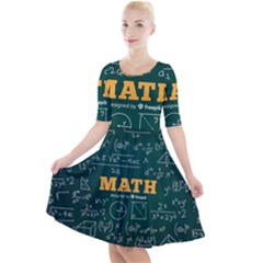 Realistic-math-chalkboard-background Quarter Sleeve A-line Dress by Vaneshart