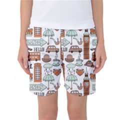 Seamless-pattern-with-london-elements-landmarks Women s Basketball Shorts by Vaneshart