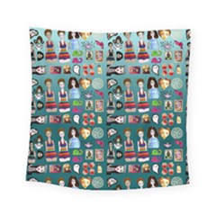 Kawaiicollagepattern2 Square Tapestry (small) by snowwhitegirl