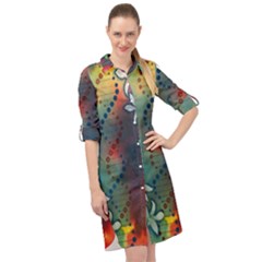 Flower Dna Long Sleeve Mini Shirt Dress by RobLilly