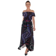 Digital Room Off Shoulder Open Front Chiffon Dress by Sparkle