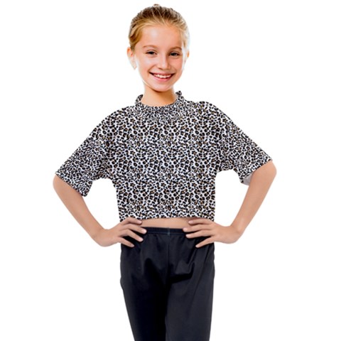 Leopard Spots Pattern, Geometric Dots, Animal Fur Print Kids Mock Neck Tee by Casemiro