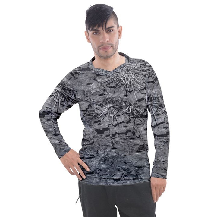 Black And White Texture Print Men s Pique Long Sleeve Tee