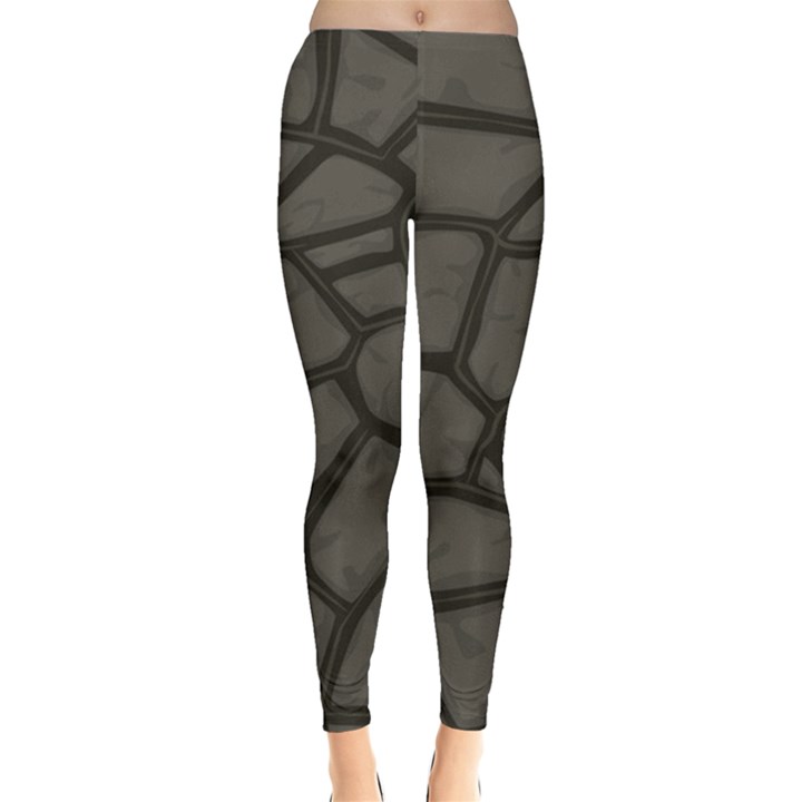 Cartoon gray stone seamless background texture pattern Leggings 