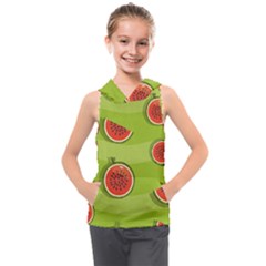 Seamless Background With Watermelon Slices Kids  Sleeveless Hoodie by BangZart