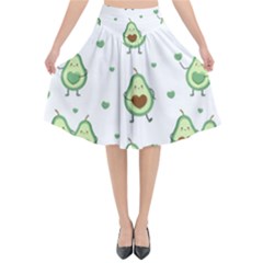 Cute Seamless Pattern With Avocado Lovers Flared Midi Skirt by BangZart