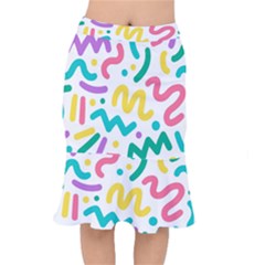 Abstract Pop Art Seamless Pattern Cute Background Memphis Style Short Mermaid Skirt by BangZart