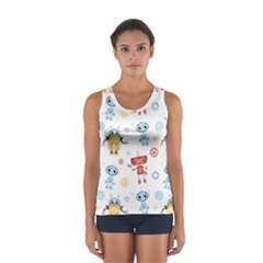 Cute Cartoon Robots Seamless Pattern Sport Tank Top  by BangZart