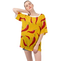 Chili Vegetable Pattern Background Oversized Chiffon Top by BangZart