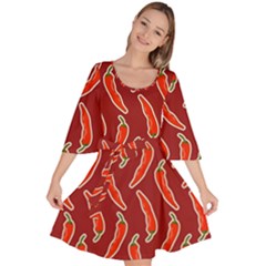 Chili Pattern Red Velour Kimono Dress by BangZart