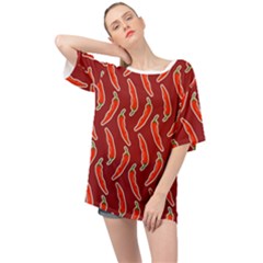 Chili Pattern Red Oversized Chiffon Top by BangZart