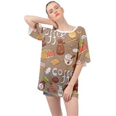 Vector Seamless Pattern With Doodle Coffee Equipment Oversized Chiffon Top by BangZart