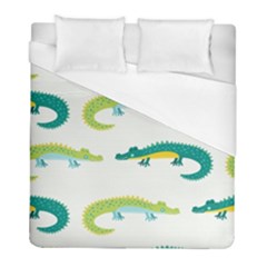 Cute Cartoon Alligator Kids Seamless Pattern With Green Nahd Drawn Crocodiles Duvet Cover (full/ Double Size) by BangZart