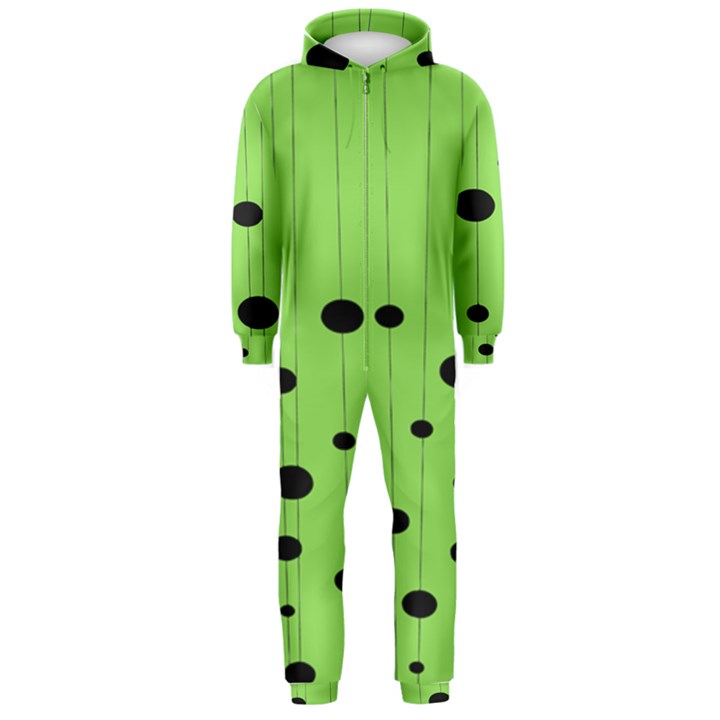 Bubbles at Strings Lemon Green and black, geometrical pattern Hooded Jumpsuit (Men) 