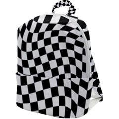 Weaving Racing Flag, Black And White Chess Pattern Zip Up Backpack by Casemiro