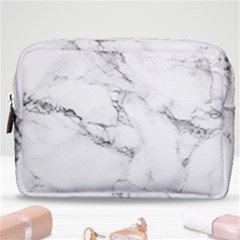 White Faux Marble Make Up Pouch (medium) by Dushan