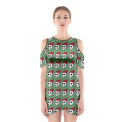 Comic Head Skull - Hat Red - Cartoon Skull Shoulder Cutout One Piece Dress by DinzDas