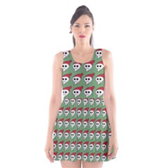 Comic Head Skull - Hat Red - Cartoon Skull Scoop Neck Skater Dress by DinzDas