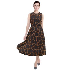 Animal Skin - Panther Or Giraffe - Africa And Savanna Round Neck Boho Dress by DinzDas