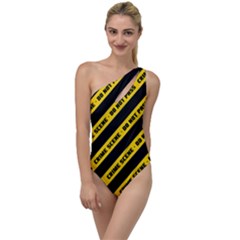 Warning Colors Yellow And Black - Police No Entrance 2 To One Side Swimsuit by DinzDas