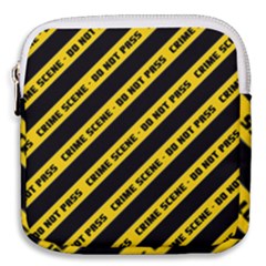 Warning Colors Yellow And Black - Police No Entrance 2 Mini Square Pouch by DinzDas