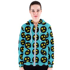 005 - Ugly Smiley With Horror Face - Scary Smiley Women s Zipper Hoodie by DinzDas