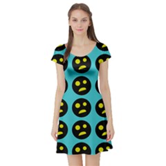 005 - Ugly Smiley With Horror Face - Scary Smiley Short Sleeve Skater Dress by DinzDas