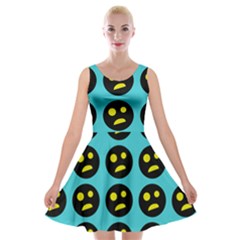 005 - Ugly Smiley With Horror Face - Scary Smiley Velvet Skater Dress by DinzDas