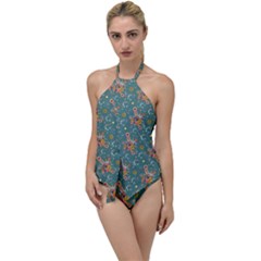 006 - Funky Oldschool 70s Wallpaper - Exploding Circles Go With The Flow One Piece Swimsuit by DinzDas