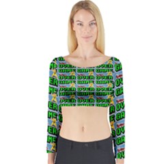 Game Over Karate And Gaming - Pixel Martial Arts Long Sleeve Crop Top by DinzDas