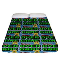 Game Over Karate And Gaming - Pixel Martial Arts Fitted Sheet (queen Size) by DinzDas