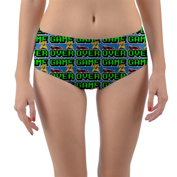 Game Over Karate And Gaming - Pixel Martial Arts Reversible Mid-Waist Bikini Bottoms