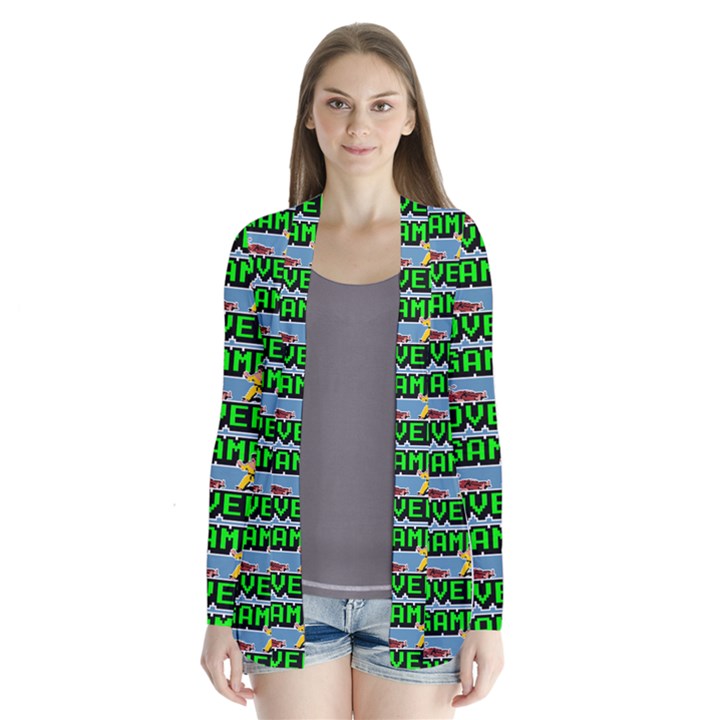 Game Over Karate And Gaming - Pixel Martial Arts Drape Collar Cardigan