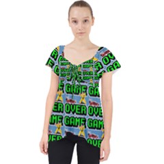 Game Over Karate And Gaming - Pixel Martial Arts Lace Front Dolly Top by DinzDas