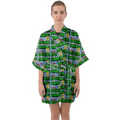 Game Over Karate And Gaming - Pixel Martial Arts Half Sleeve Satin Kimono  by DinzDas