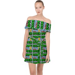 Game Over Karate And Gaming - Pixel Martial Arts Off Shoulder Chiffon Dress by DinzDas