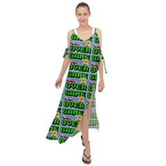 Game Over Karate And Gaming - Pixel Martial Arts Maxi Chiffon Cover Up Dress by DinzDas