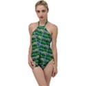 Game Over Karate And Gaming - Pixel Martial Arts Go with the Flow One Piece Swimsuit View1