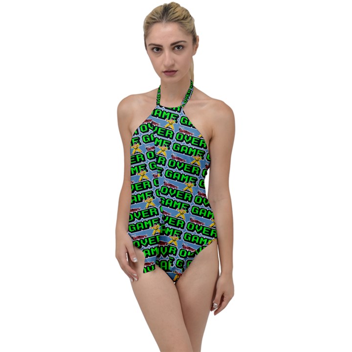 Game Over Karate And Gaming - Pixel Martial Arts Go with the Flow One Piece Swimsuit