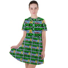 Game Over Karate And Gaming - Pixel Martial Arts Short Sleeve Shoulder Cut Out Dress  by DinzDas