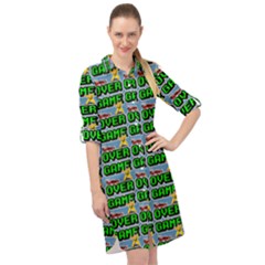 Game Over Karate And Gaming - Pixel Martial Arts Long Sleeve Mini Shirt Dress by DinzDas