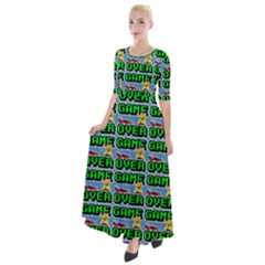 Game Over Karate And Gaming - Pixel Martial Arts Half Sleeves Maxi Dress by DinzDas