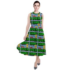 Game Over Karate And Gaming - Pixel Martial Arts Round Neck Boho Dress by DinzDas