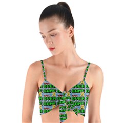 Game Over Karate And Gaming - Pixel Martial Arts Woven Tie Front Bralet by DinzDas