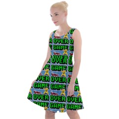 Game Over Karate And Gaming - Pixel Martial Arts Knee Length Skater Dress by DinzDas