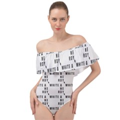 White And Nerdy - Computer Nerds And Geeks Off Shoulder Velour Bodysuit  by DinzDas