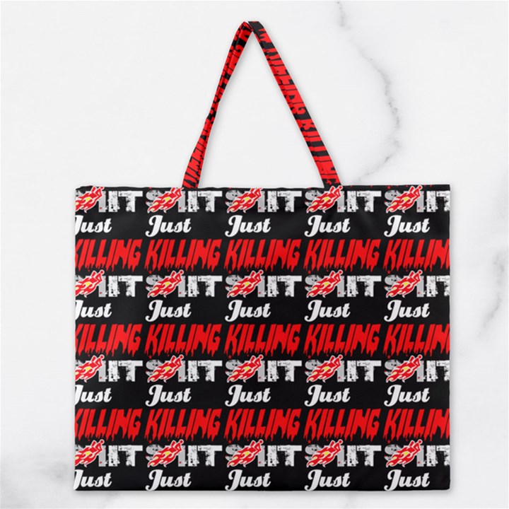 Just Killing It - Silly Toilet Stool Rocket Man Zipper Large Tote Bag