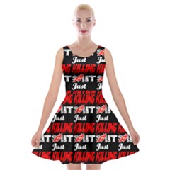 Just Killing It - Silly Toilet Stool Rocket Man Velvet Skater Dress by DinzDas