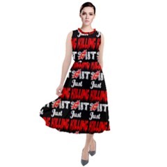 Just Killing It - Silly Toilet Stool Rocket Man Round Neck Boho Dress by DinzDas